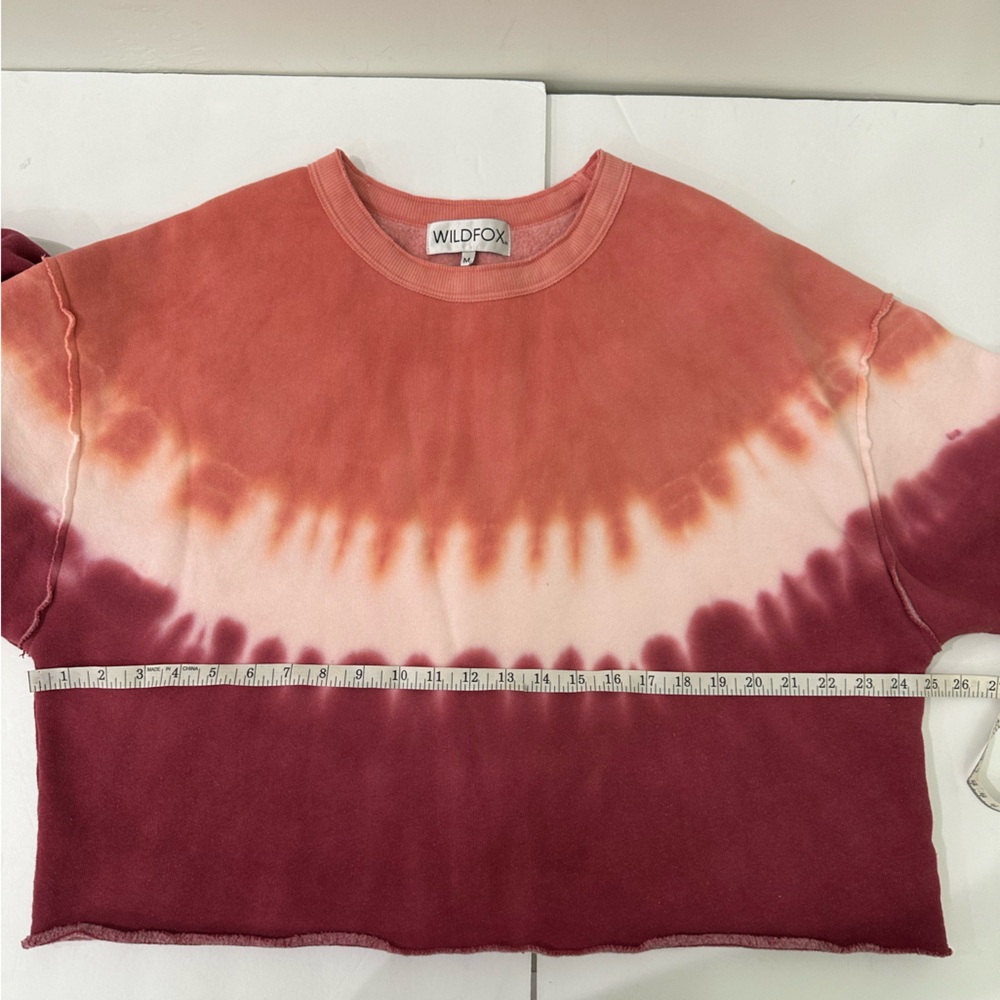 Wildfox Pink White & Maroon Dip Tie Dye Sweatshirt Women Medium - Picture 6 of 8